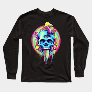 Trippy Swirl Skull Long Sleeve T-Shirt